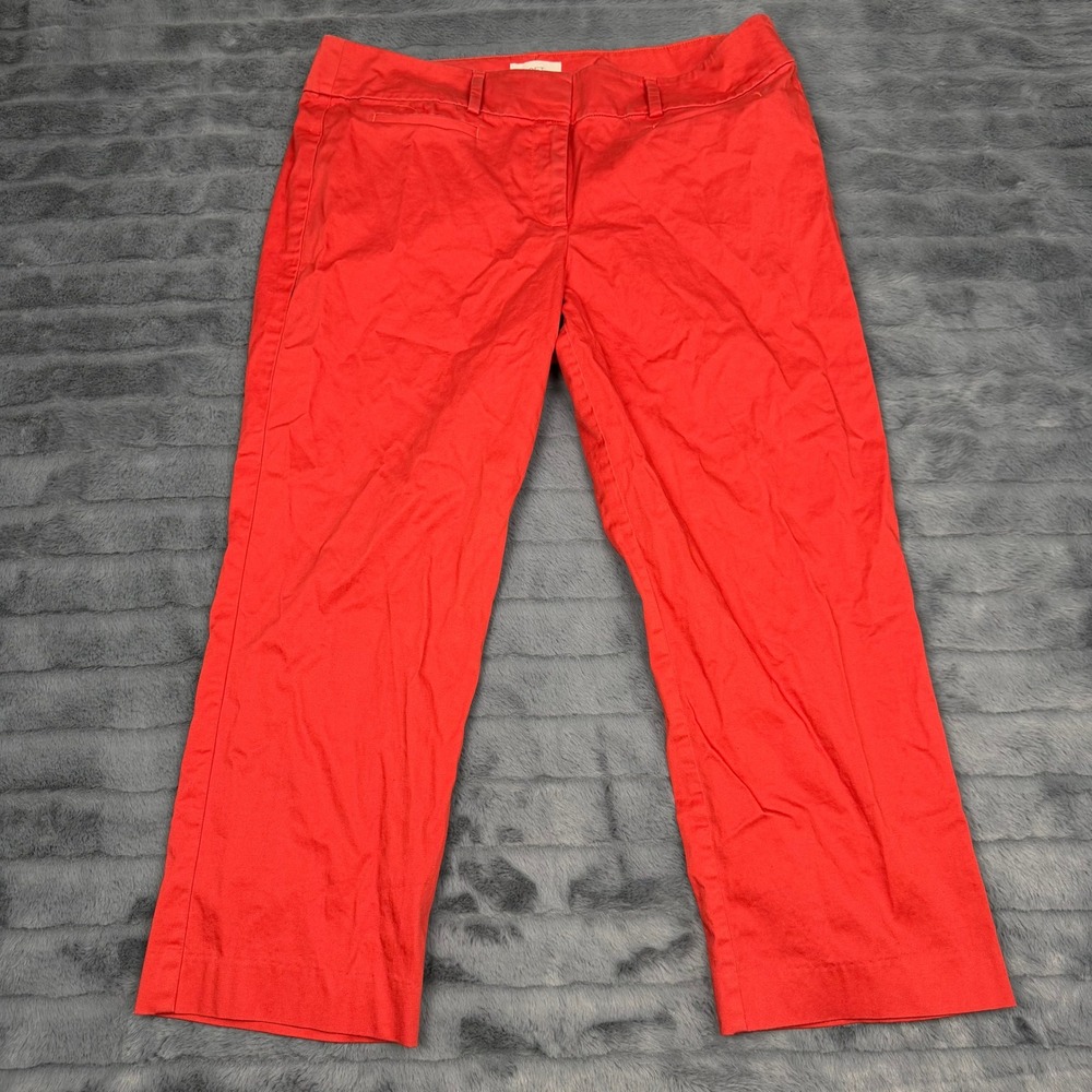 LOFT Ann Taylor Original Red Orange Straight Leg Cropped Pants Size 12